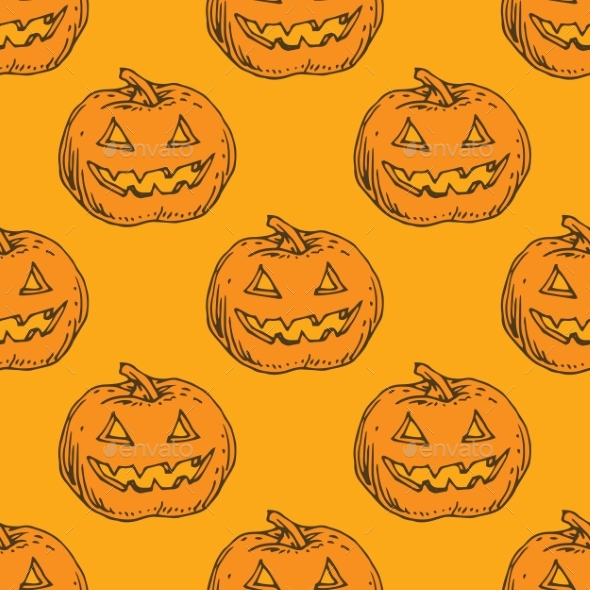 Seamless Orange Pattern. Pumpkins for Halloween