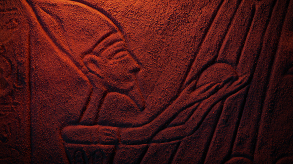 Pharaoh Offering To The Gods Wall Carving In Firelight