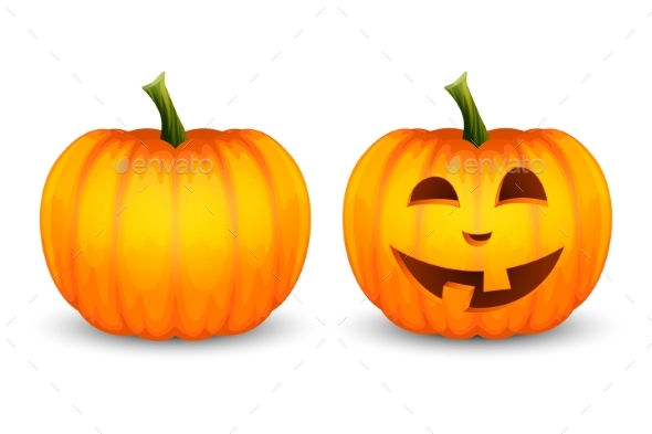 Vector Cartoon Halloween Pumpkin Lantern