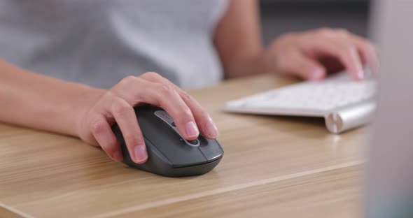 Woman work on computer at home