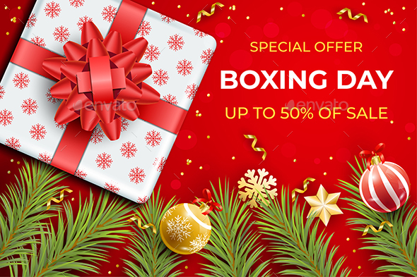 Realistic Boxing Day Sale Background