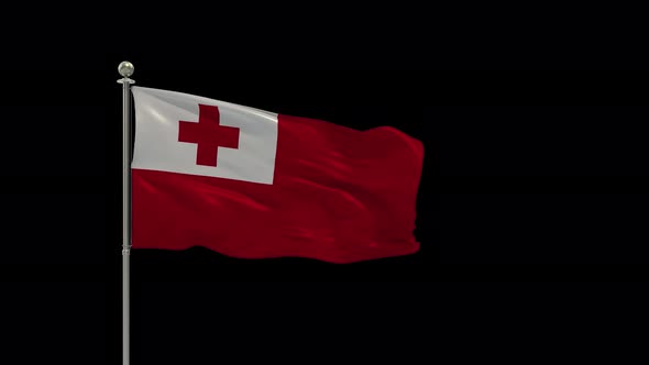 Tonga Flag Pole Looping  Animation Include Alpha Channel