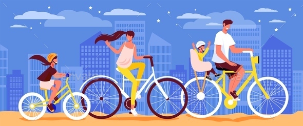 Family Bicycle Ride Composition