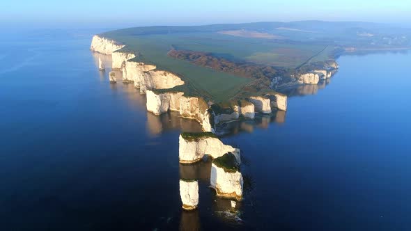 Old Harry Rocks on the Jurassic Coast in England from the Air