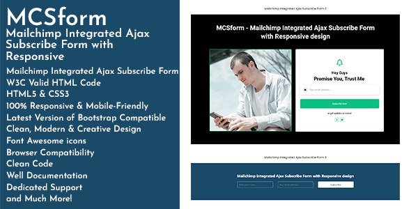 MCSform - Mailchimp Integrated Ajax Subscribe Form with Responsive