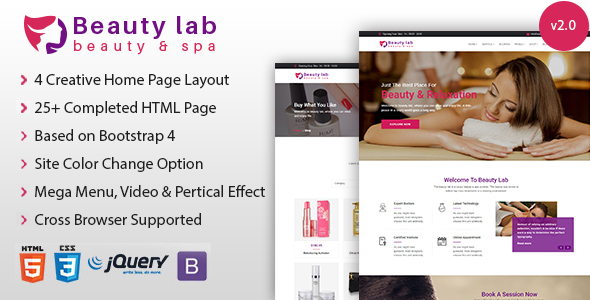 Beauty Lab - Cosmetics Shop and Spa Parlor HTML Template