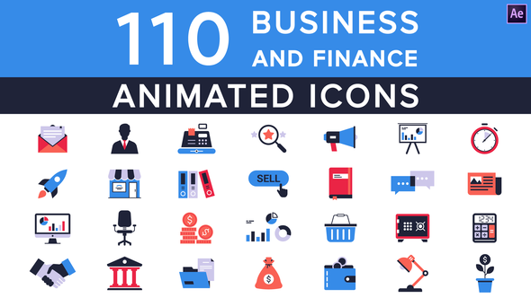 Business and finance animated icons pack | 110 items