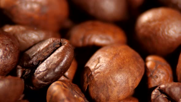 Top of Brown Roasted Coffee Beans