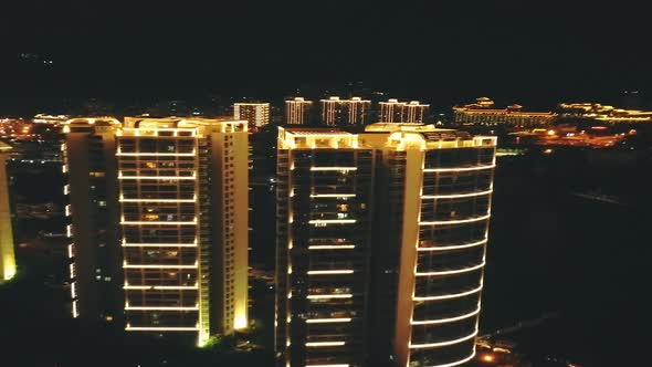 Night Illuminated City Aerial