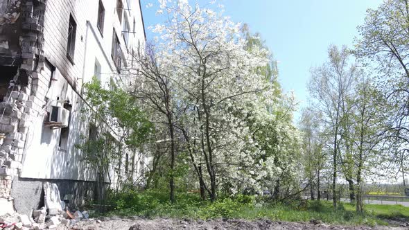 Consequences of the War  Ruined Residential Building in Borodyanka Ukraine