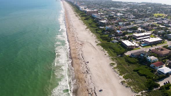Cocoa Beach Coastline in Florida, Aerial Drone View