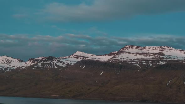 Timelapse Of Midnight Sun In Faksrudsfjordur East Of Iceland