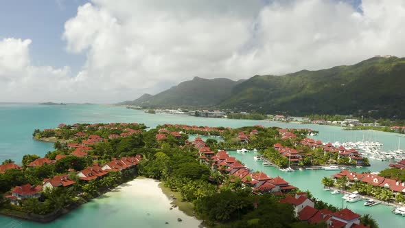 Flying over yachts in the seychelles