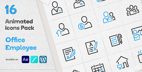 Office Employee Animated Icons Pack - Wordpress Lottie Json Animation SVG