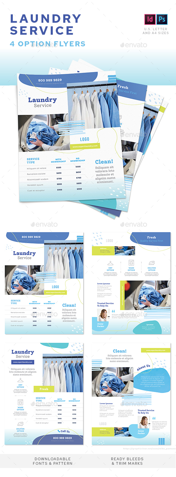 Laundry Service Flyers – 4 Options