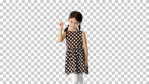 Little girl in polka dot dress dancing, Alpha Channel