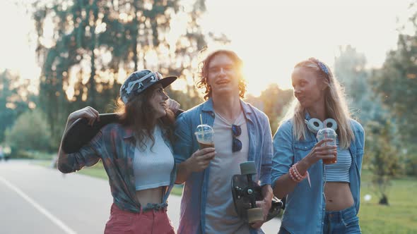 Happy skateboarders