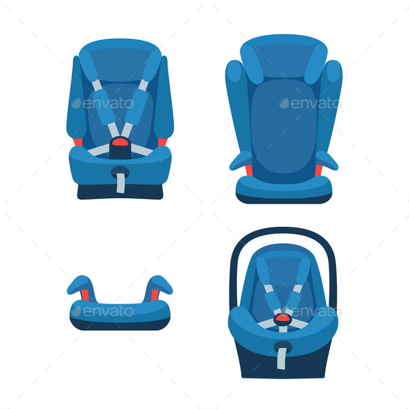 Safety Baby Car Seats Collection. Different Type