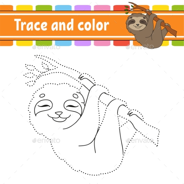Trace and Color. Coloring Page for Kids