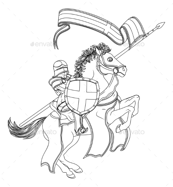 St George Medieval Joust Knight on Horse