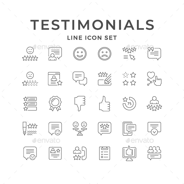 Set Line Icons of Testimonials