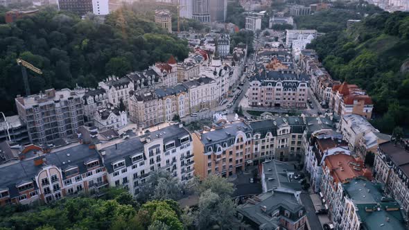 Aerial View From Drone on the Historical Lowrise Houses