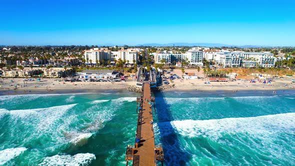 Oceanside Beach , Pier and Hotels Drone