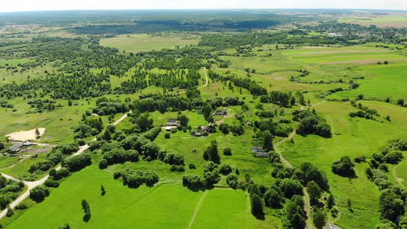 Russian Summer Aerial Landscapes of Fields and Forests