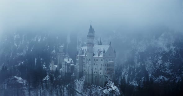 Hohenzollern Castle Located on Top of a Hill Overgrown with Spruce Forest