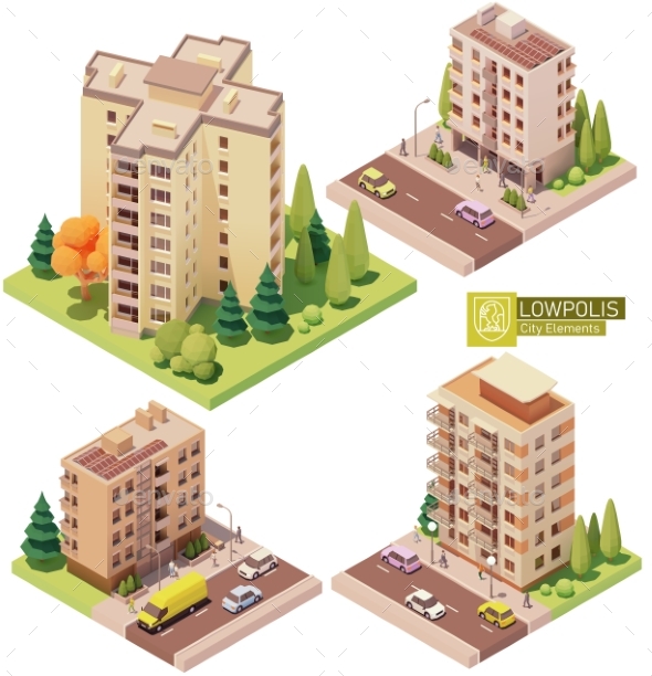 Vector Isometric Buildings and Street Elements