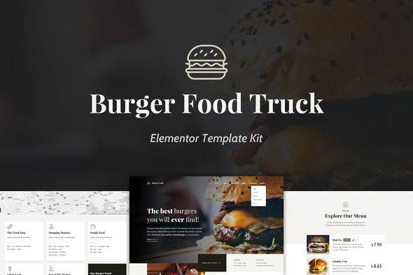 Burger Food Truck – Popup Restaurant Elementor Template Kit