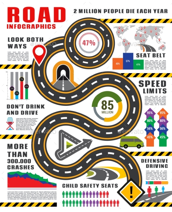 Road Transport Infographics Vector Info Template