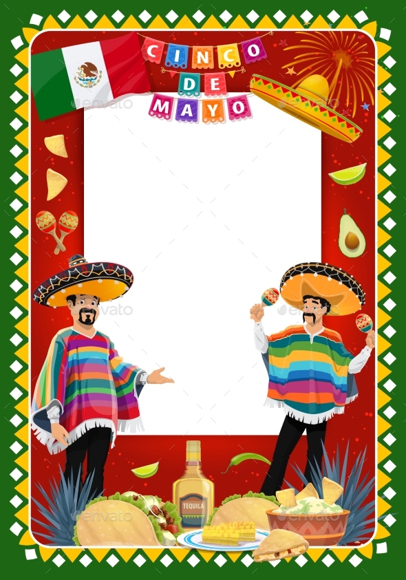 Cinco De Mayo Mariachi Characters with Signboard
