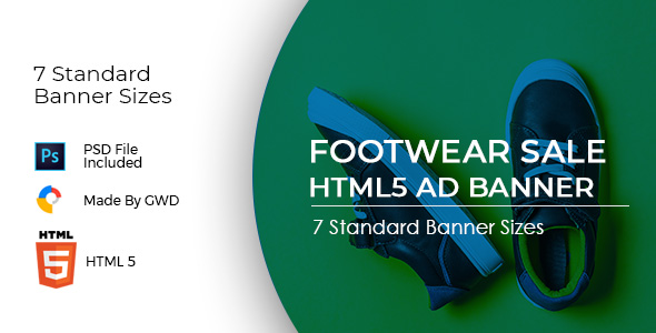 Animated Html5 Footwear Sale Ad Banners Template