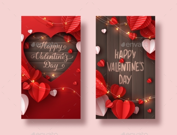 Happy Valentines Day Holiday Banners.
