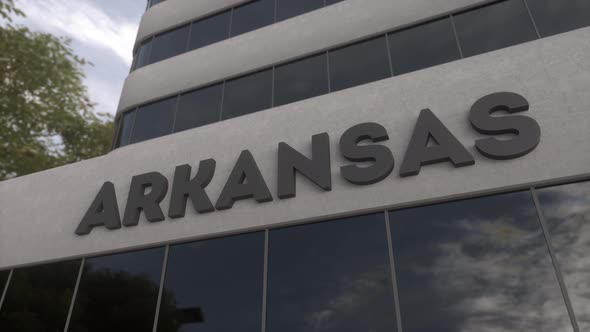 Arkansas Sign on a Modern Skyscraper