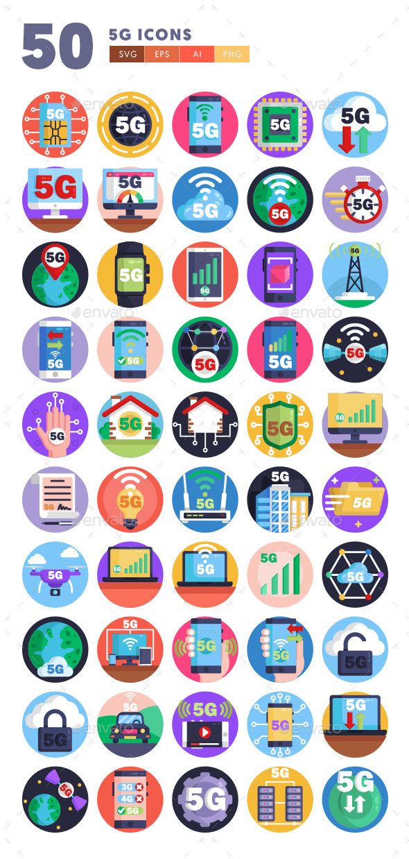 50 5G Icons