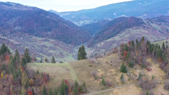 Evening Autumn Mountains After Sunset