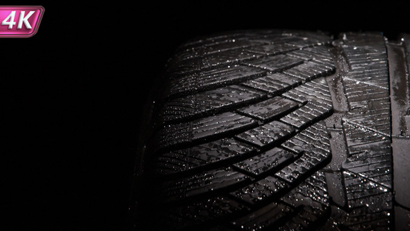 Tire Tread In Water Droplets