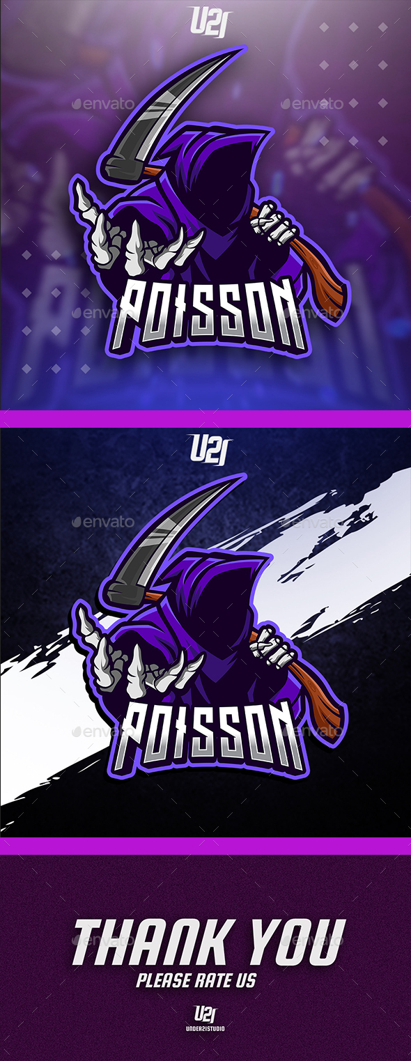 Poisson Reaper Mascot Gaming Logo