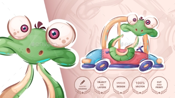 Snake Driver the Car - Cute Sticker