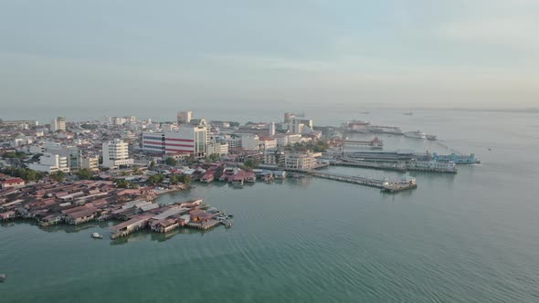 Drone Over Penang Strait And George Town