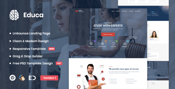 Educa - Distance Education & eLearning Unbounce Landing Page Template