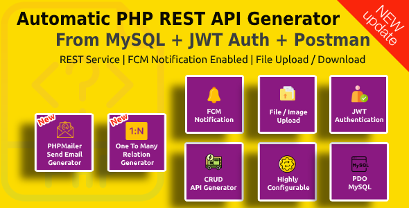 Automatic PHP REST API Generator + Postman Docs from MySQL Database With JWT Token Authentication