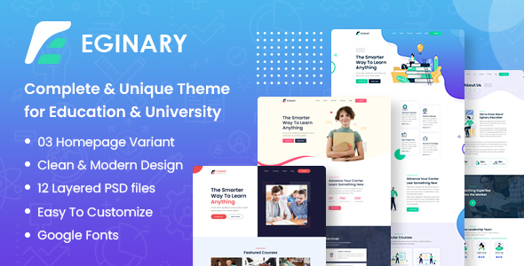 Eginary - Online Education PSD Template