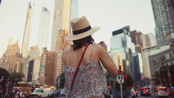 Young girl at the Columbus Circle