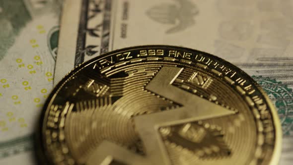 Rotating shot of Bitcoins