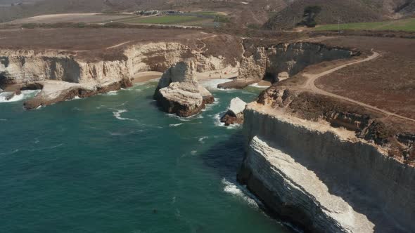 Aerial view of ocean at Shark Fin Cove on High way 1 in Northern California