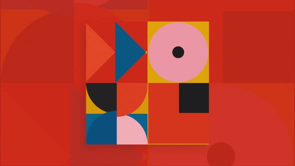 Geometric Retro Animation with Moving Figures