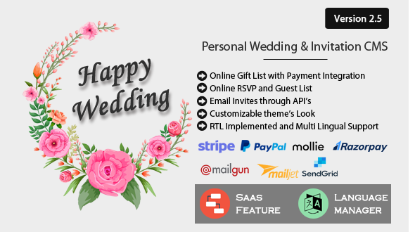 Happy Wedding - Personal Wedding & Invitation CMS